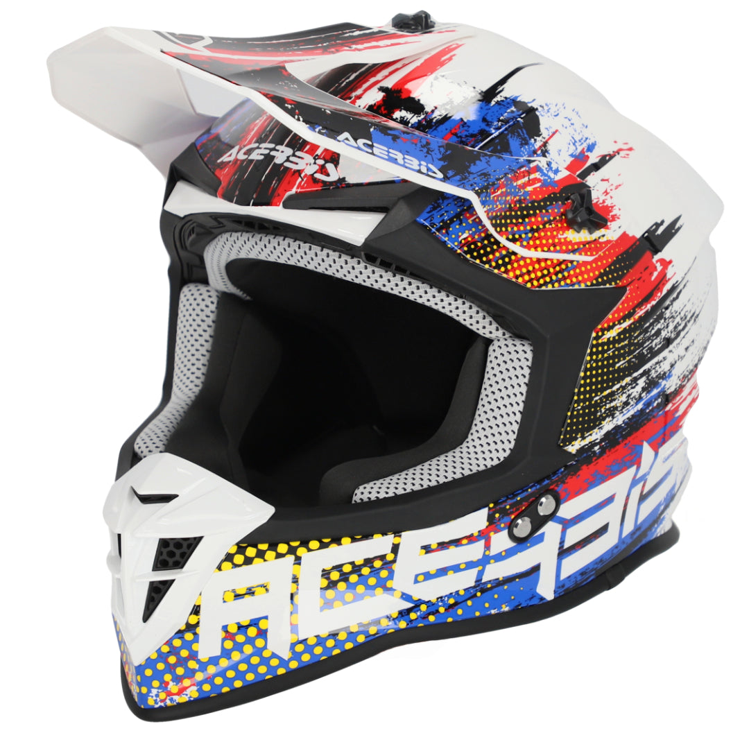 Acerbis Linear Graphic MX Helmet Glossy White/Blue/Red