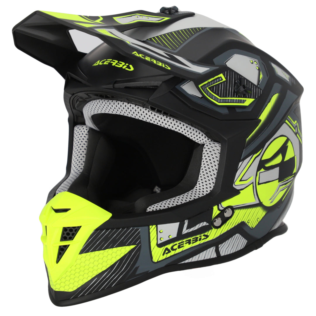Acerbis Linear Graphic MX Helmet Matte Black/Fluo Yellow