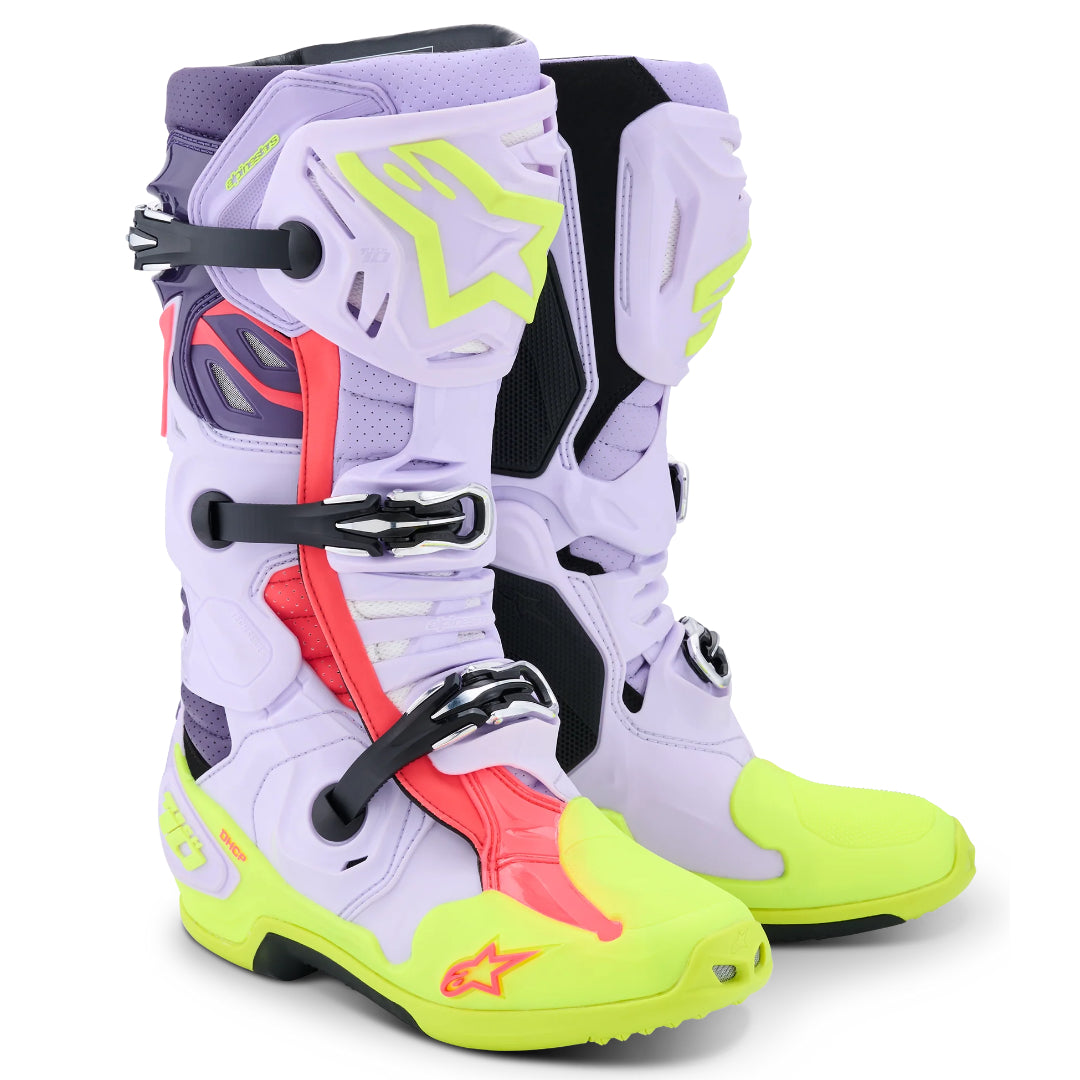 Alpinestars Tech 10 Supervented Motocross Boots Purple/Yellow Fluo/Diva Pink