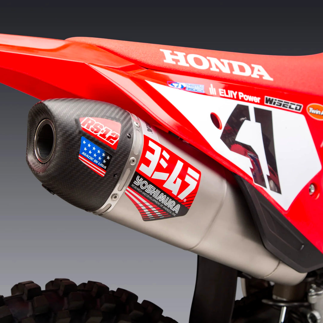 Yoshimura RS-12 Full Exhaust System Honda CRF250R 2022-2024 (S.Steel/S.Steel/Carbon Cap)