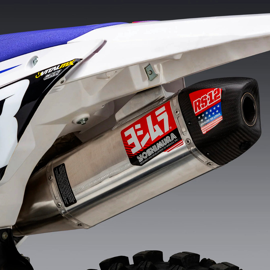 Yoshimura RS-12 Full Exhaust System Yamaha YZ250F 2024 (S.Steel/Alu/Carbon Cap)
