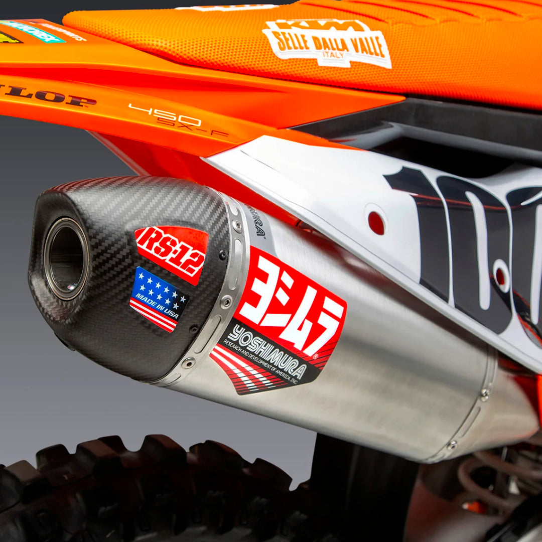 Yoshimura RS-12 Full Exhaust System KTM SXF 450 23-24, Husqvarna FC450 23-24 (S.Steel/S.Steel/Carbon Cap)