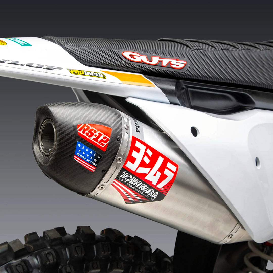 Yoshimura RS-12 Full Exhaust System KTM SXF 450 23-24, Husqvarna FC450 23-24 (S.Steel/S.Steel/Carbon Cap)