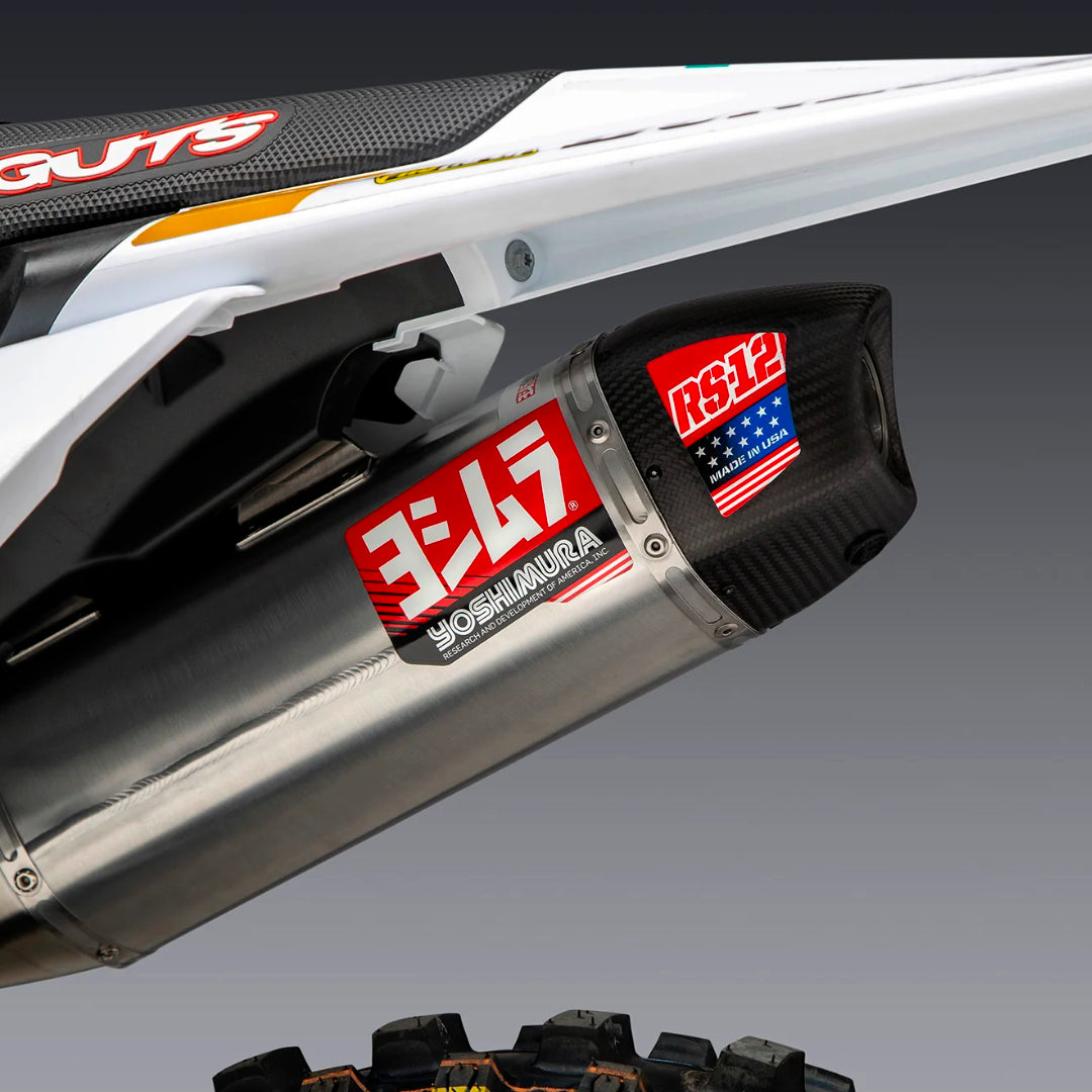 Yoshimura RS-12 Full Exhaust System KTM SXF 450 23-24, Husqvarna FC450 23-24 (S.Steel/S.Steel/Carbon Cap)