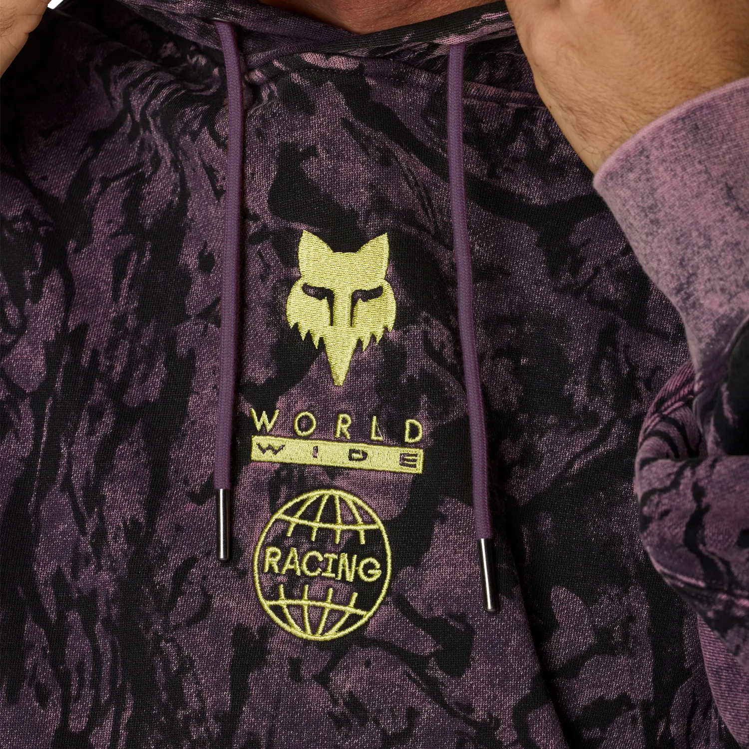 Fox Image Print Pullover Hoodie Plum Perfect