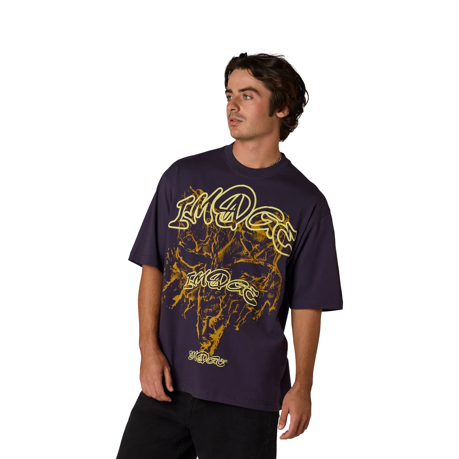 Fox Image Print Midweight Short Sleeve Tee Plum Perfect