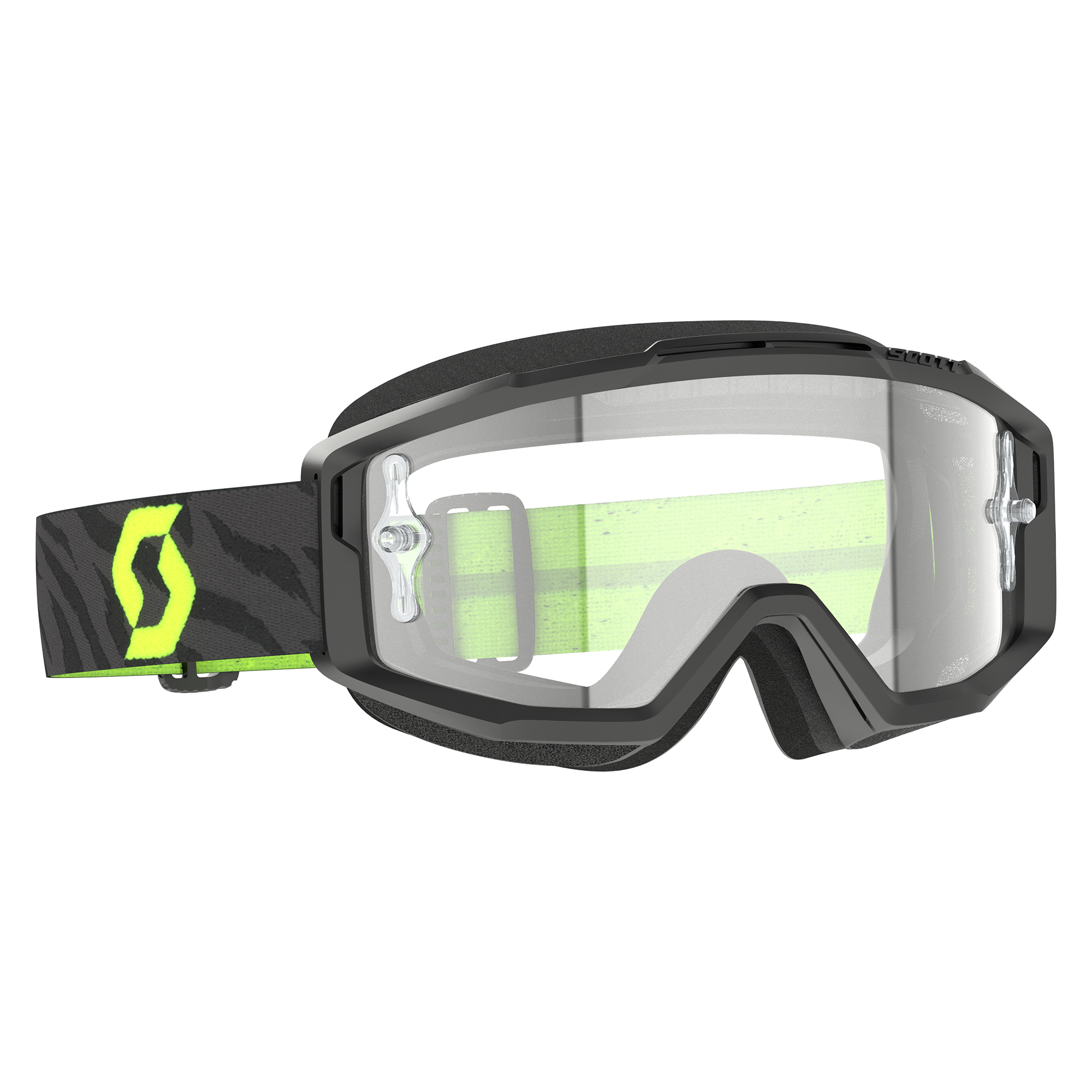 Scott Split OTG Goggle Zebra Black / Neon Yellow Clear Works Lens