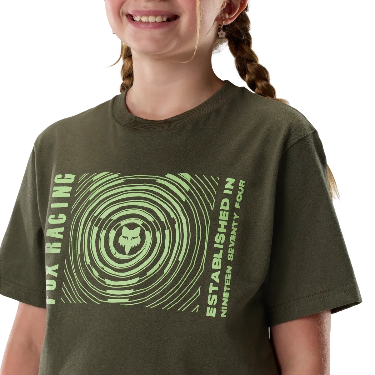 Fox YOUTH Warped Short Sleeve Tee Dark Green