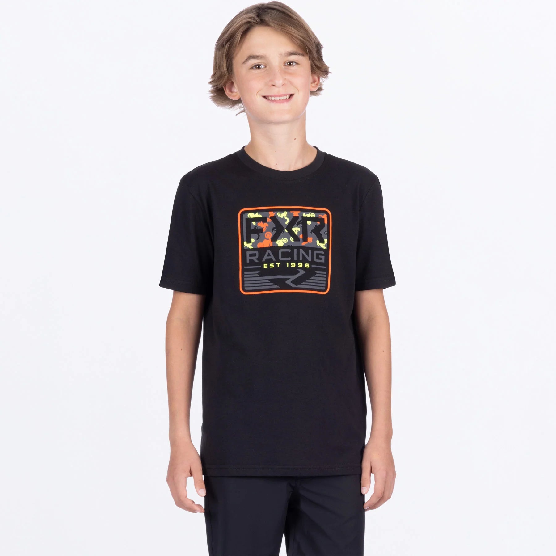 FXR YOUTH Emblem Premium T-Shirt Black/Dirtbike