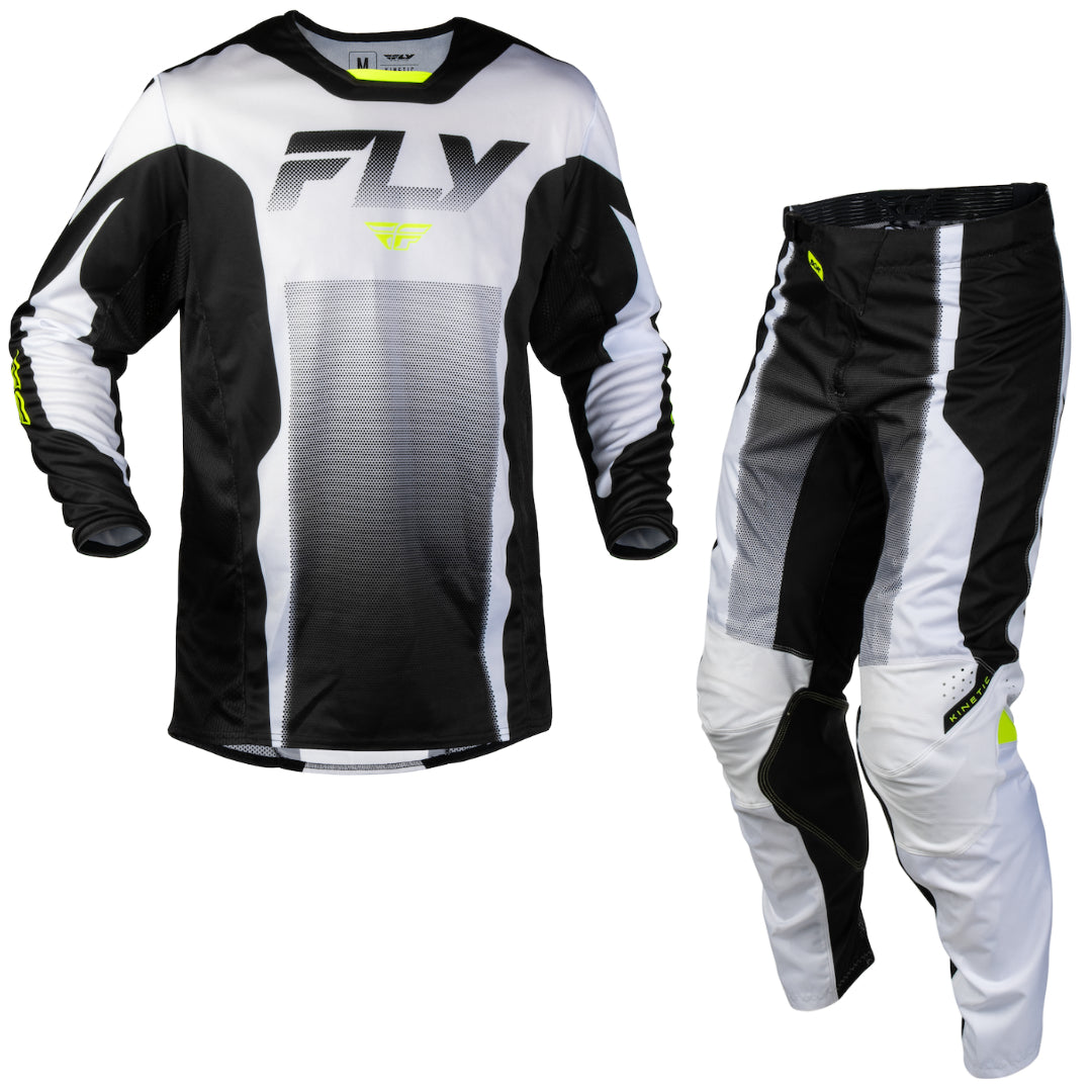 Fly Racing Kinetic Fade 2027 MX Kit Combo White/Black/Hi-Vis