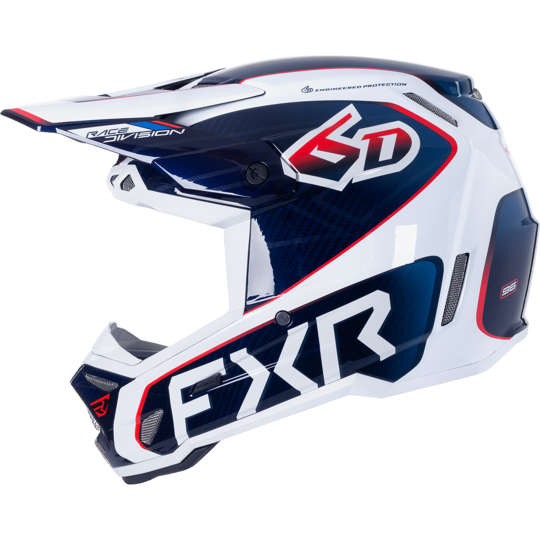 FXR 6D ATR-3 FIM Helmet 2026 White/Red/Blue