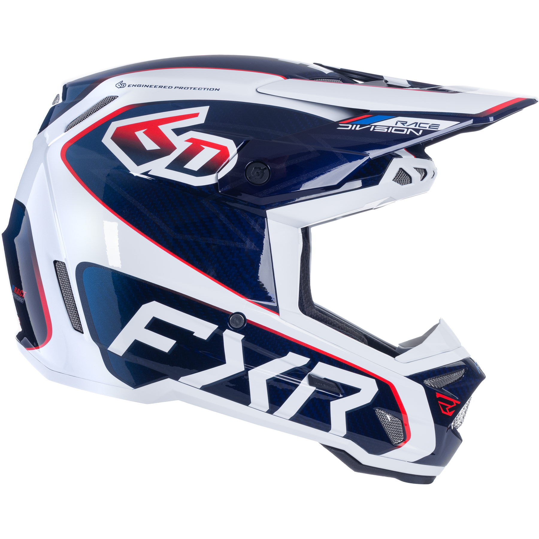 FXR 6D ATR-3 FIM Helmet 2026 White/Red/Blue