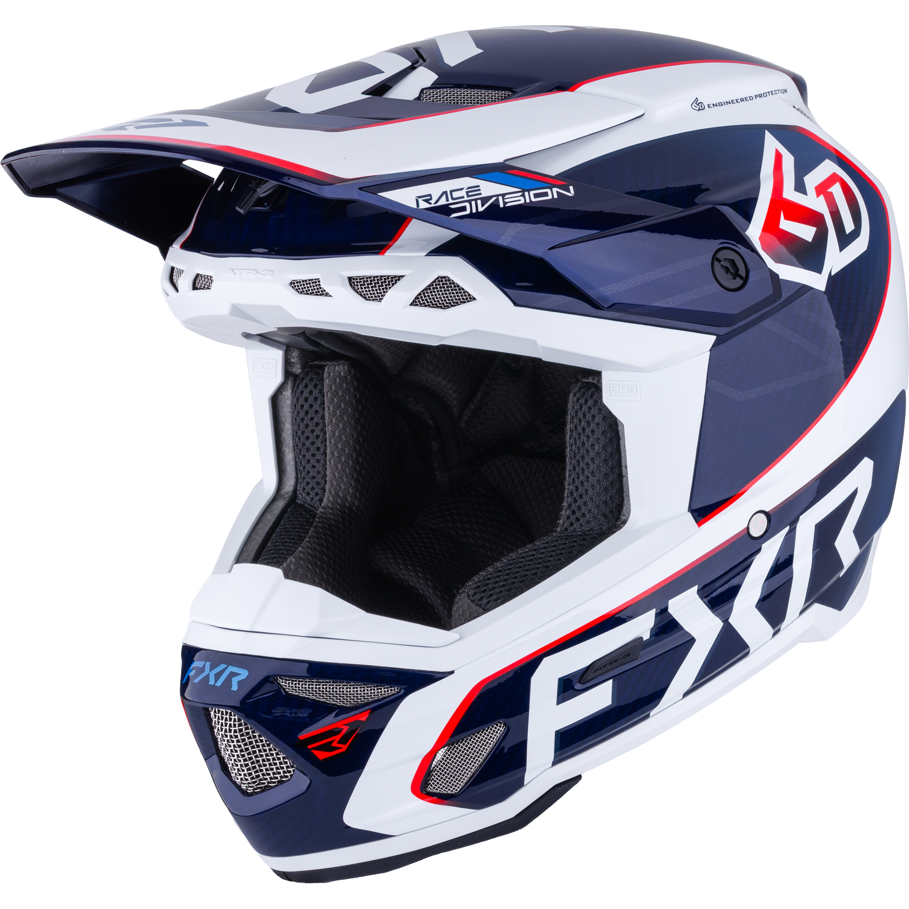 FXR 6D ATR-3 FIM Helmet 2026 White/Red/Blue