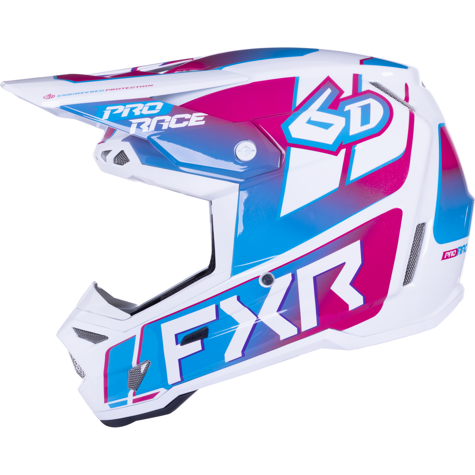 FXR 6D ATR-3 MX Helmet Blue/Razz/White