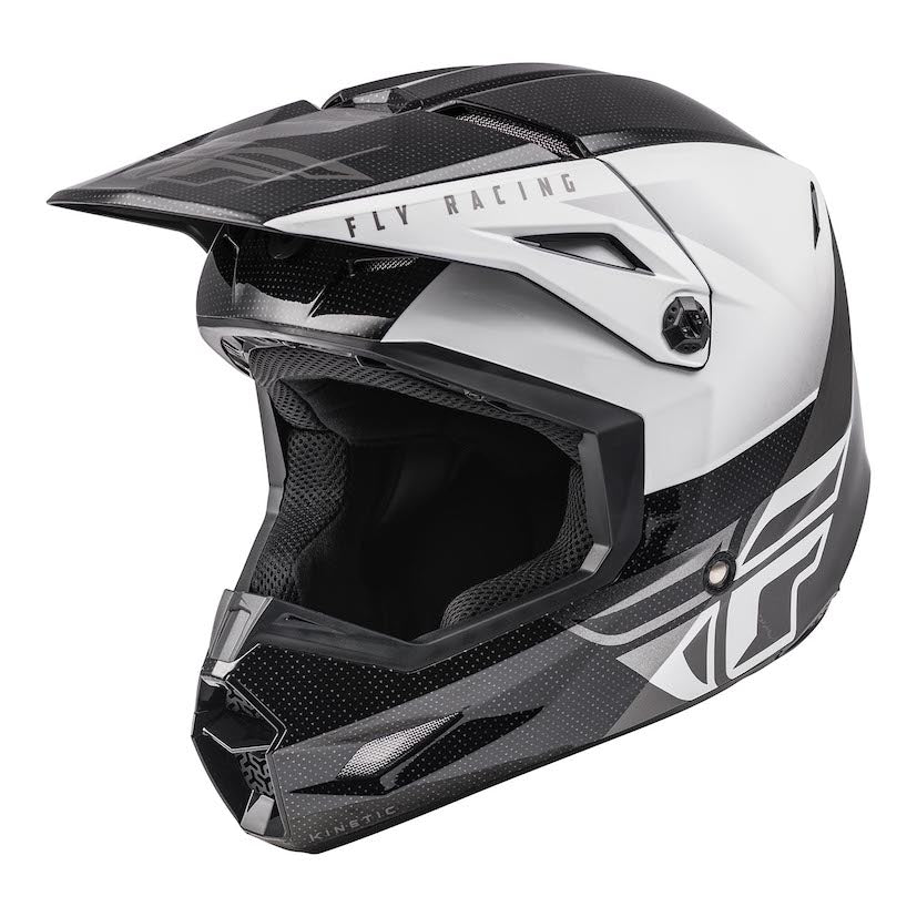 Fly Kinetic Straight Edge MX Helmet Black/White