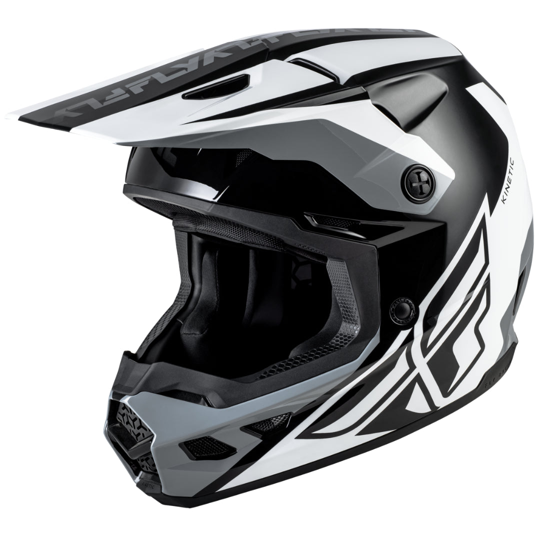 Fly Kinetic Crest MX Helmet Black/White/Grey