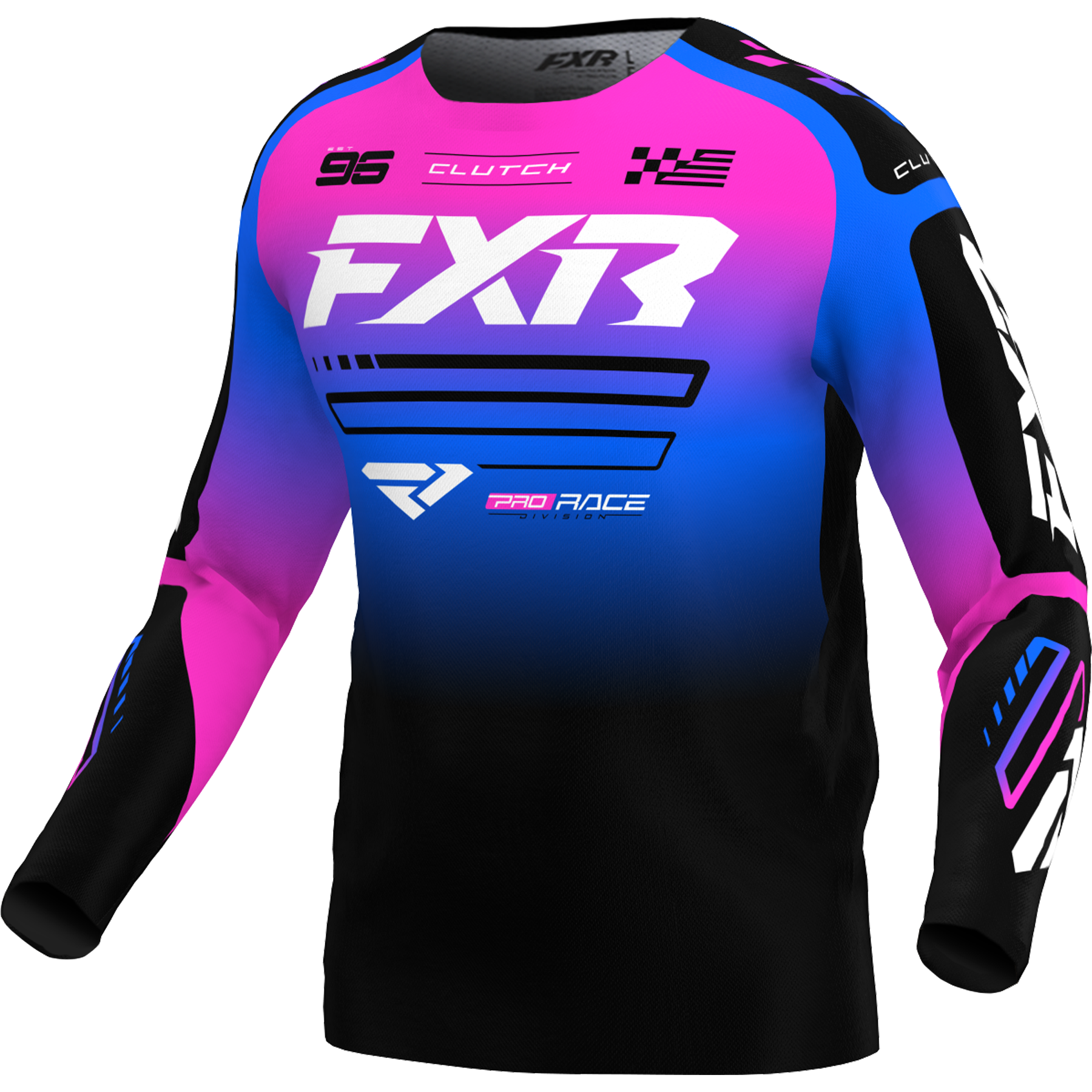 FXR KIDS Clutch MX Jersey 2025 Black/Blue/Pink