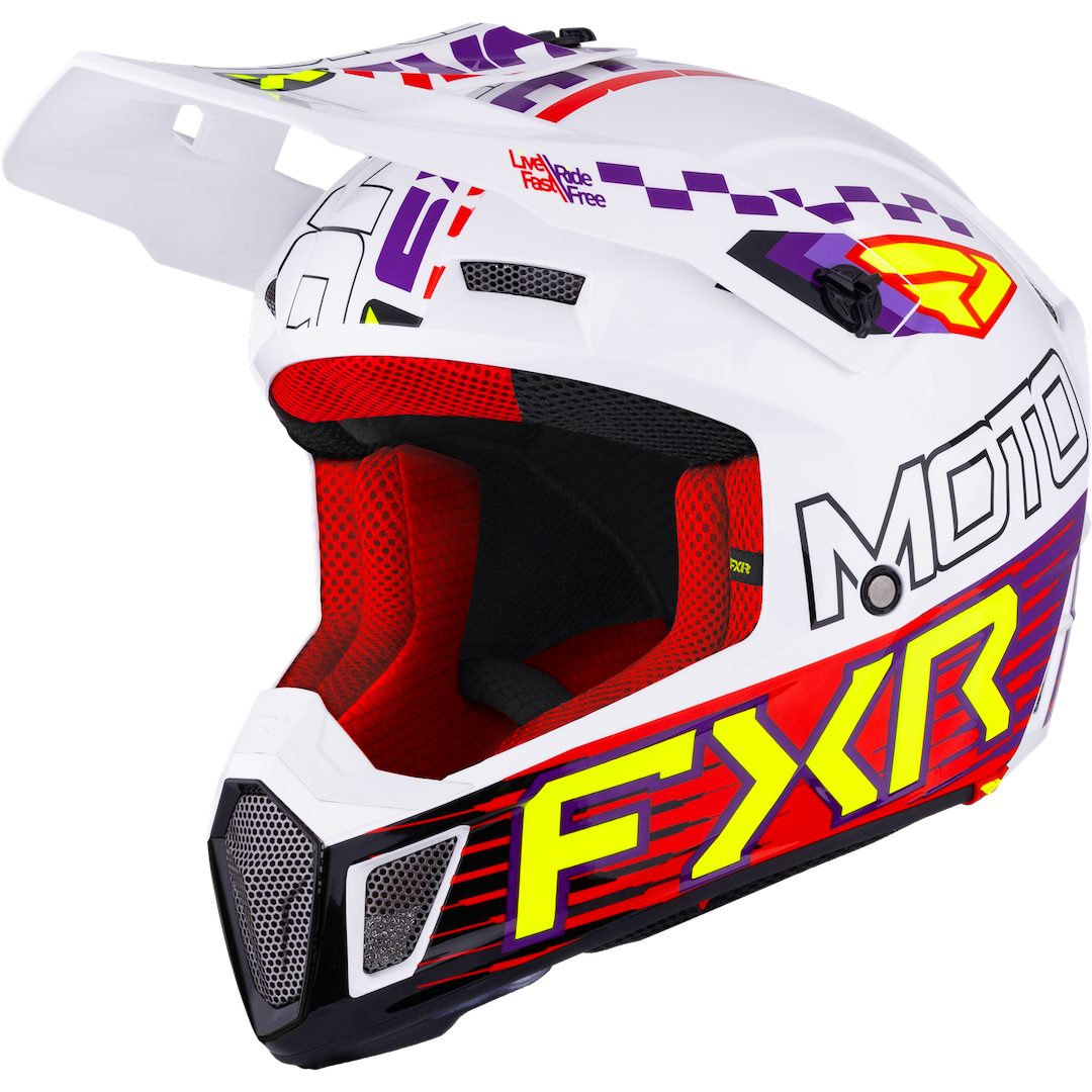 FXR Clutch Race Div MX Helmet 2026 White/Purple/Red