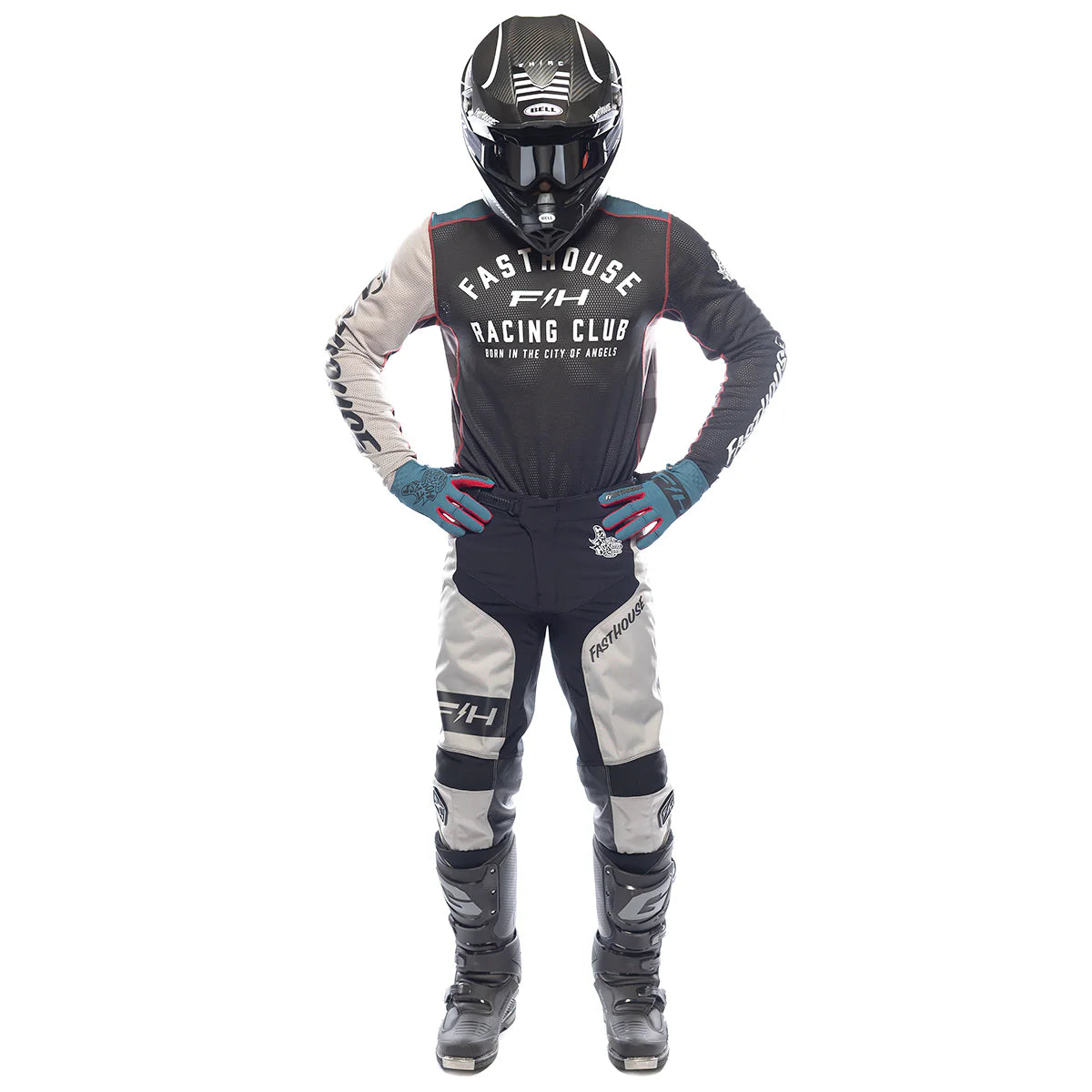 Fasthouse Grindhouse Club MX Pant Light Grey/Black/Teal