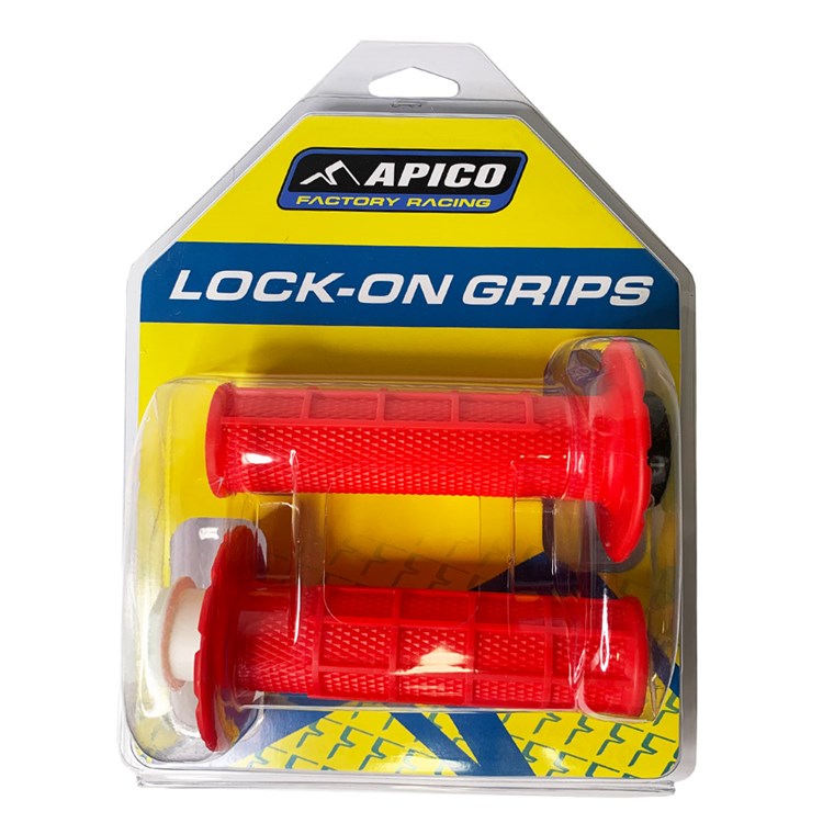 Apico Lock-On MX Grips Half Waffle Red