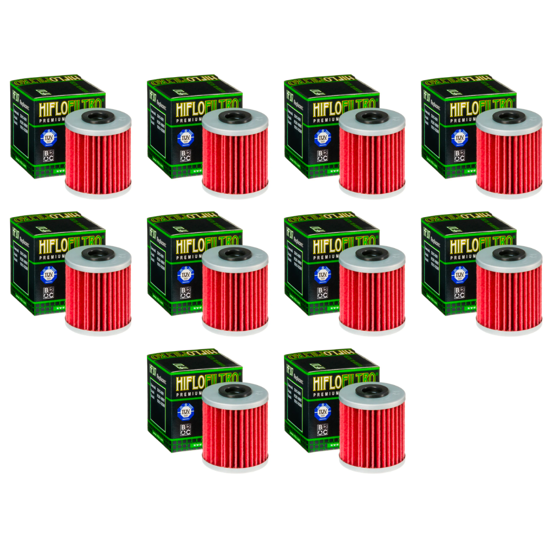 10 x HiFlo HF207 Oil Filter Kawasaki KXF250 04-24, KXF450 16-24, Suzuki RMZ250 04-24, RMZ450 06-24