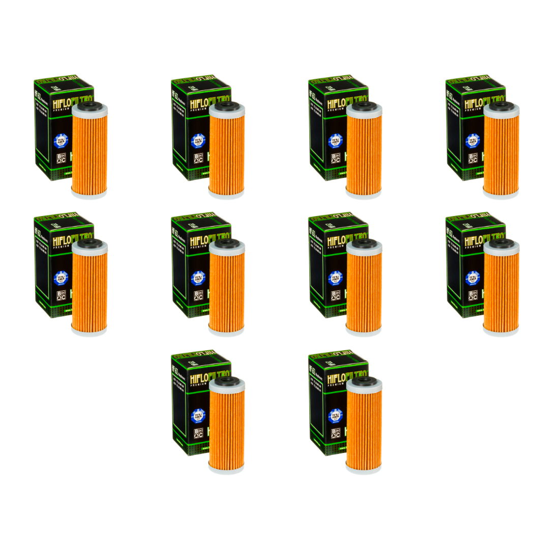10 x HiFlo HF652 Oil Filter KTM SXF/EXCF250 13-24, SXF350 12-24, 450-500 16-24, Husqvarna 14-24
