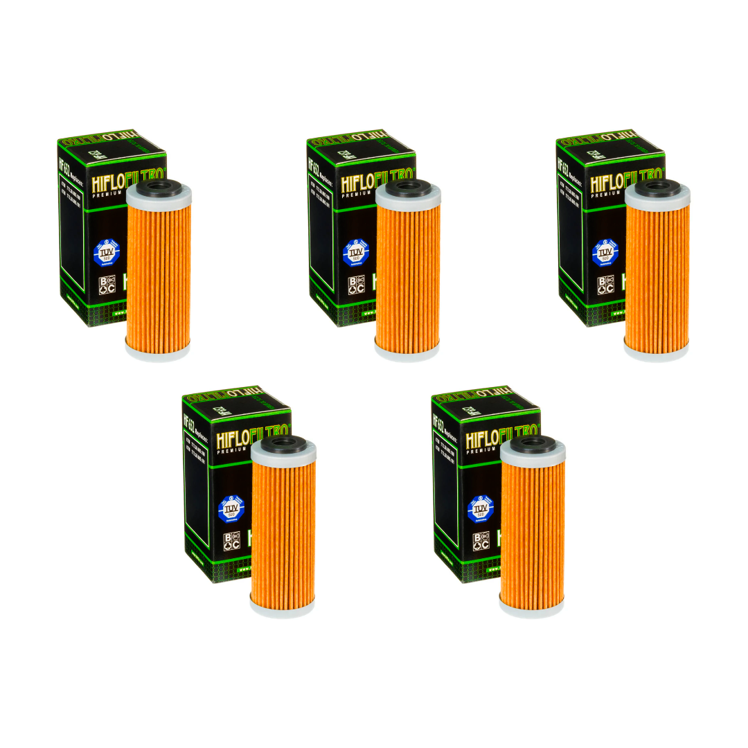 5 x HiFlo HF652 Oil Filter KTM SXF/EXCF250 13-24, SXF350 12-24, 450-500 16-24, Husqvarna 14-24