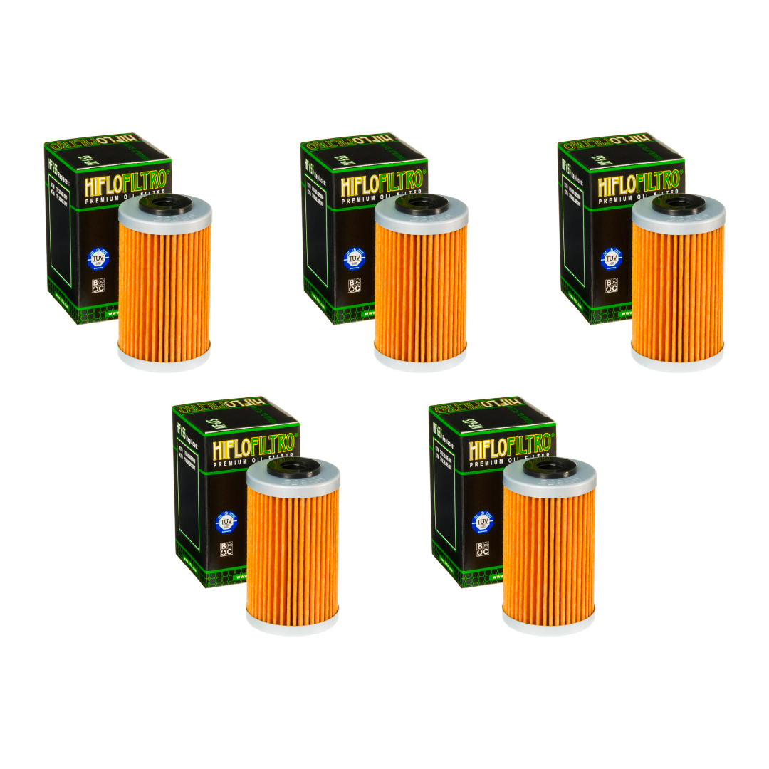 5 x HiFlo HF655 Oil Filter KTM EXCF 07-13, SXF250 06-12, SXF450 13-15, EXCF450 12-16, Husa FE/FC 09-12