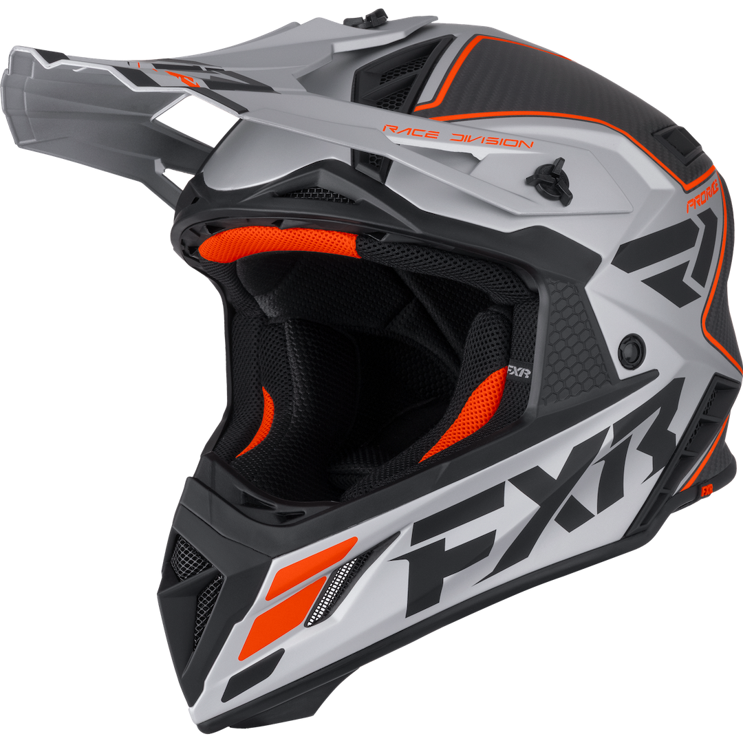 FXR Helium Carbon MX Helmet 2026 Orange/Silver