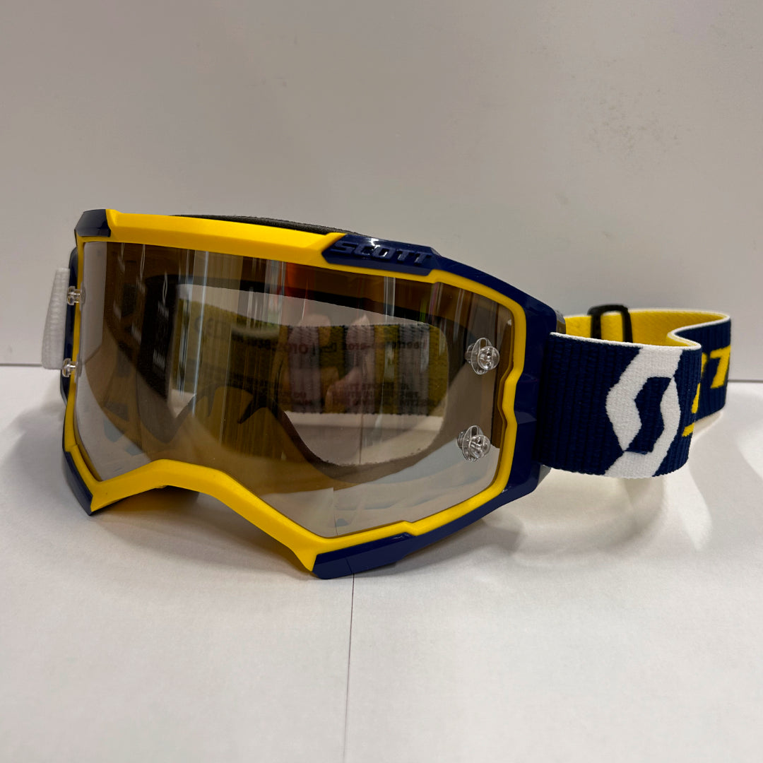 Scott Fury MX Goggle Yellow/Blue - Silver Chrome Lens