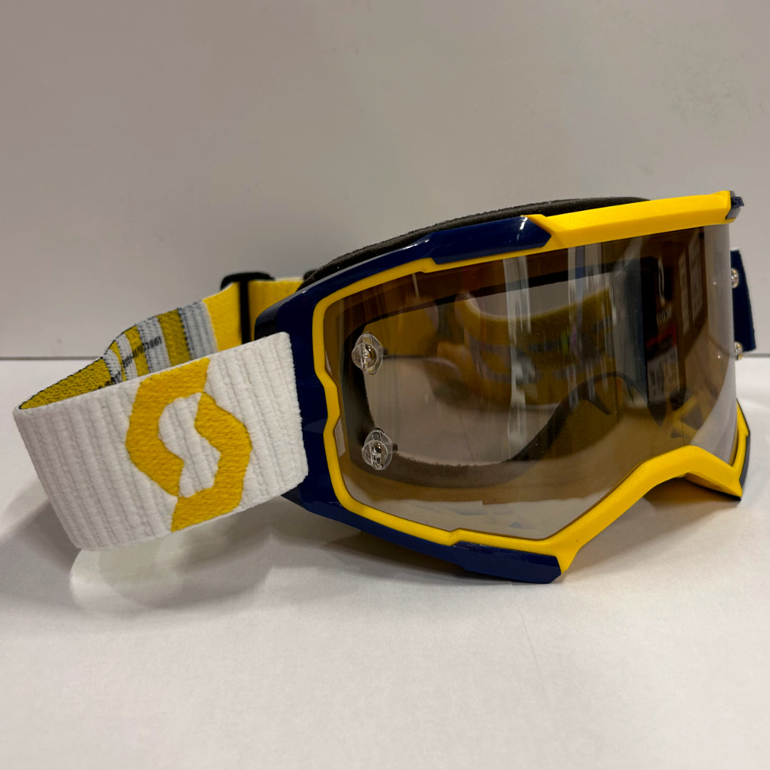 Scott Fury MX Goggle Yellow/Blue - Silver Chrome Lens