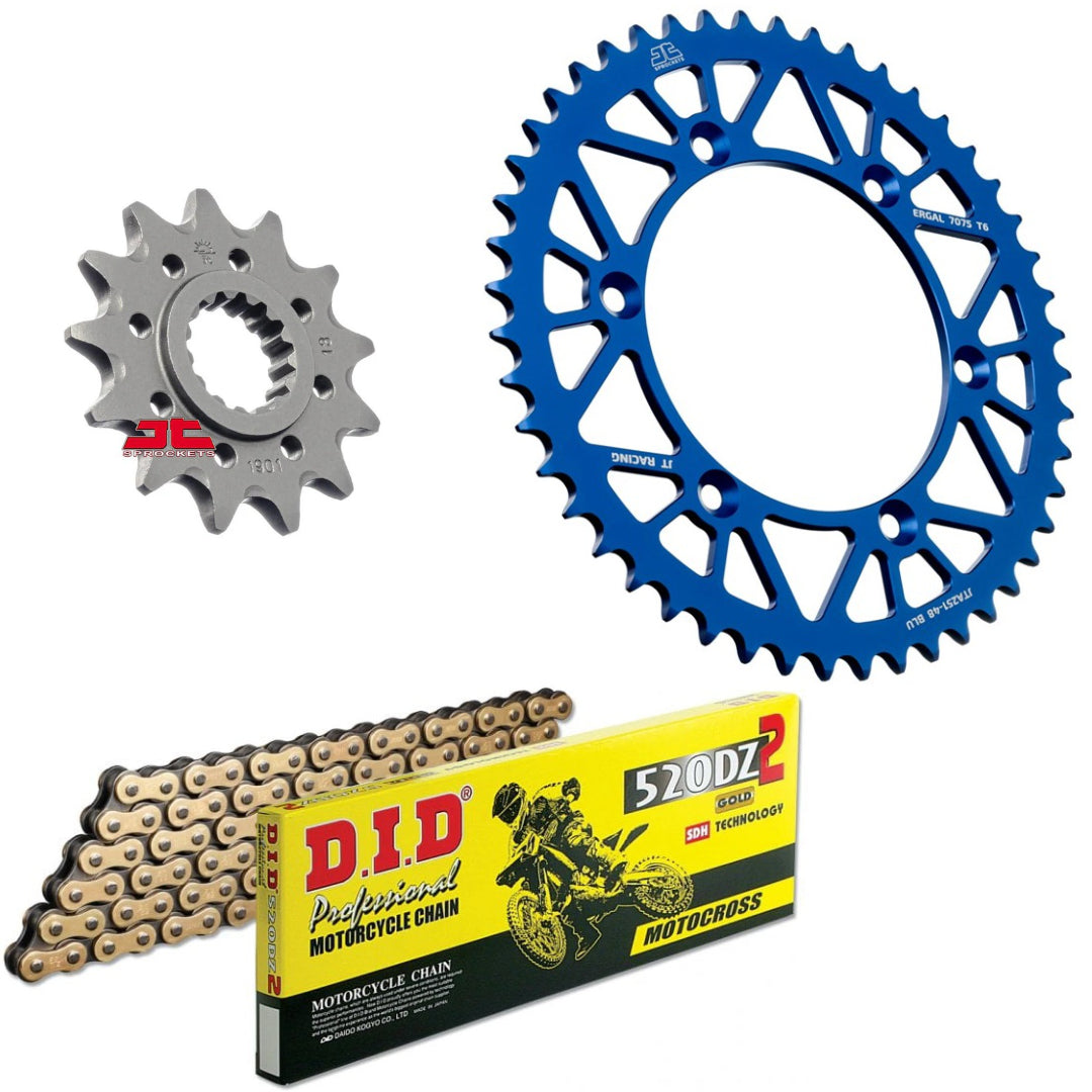 JT Chain And Sprocket Kit, DID DZ2 Chain Yamaha YZ250 99-26, YZF400-450 98-26 Blue