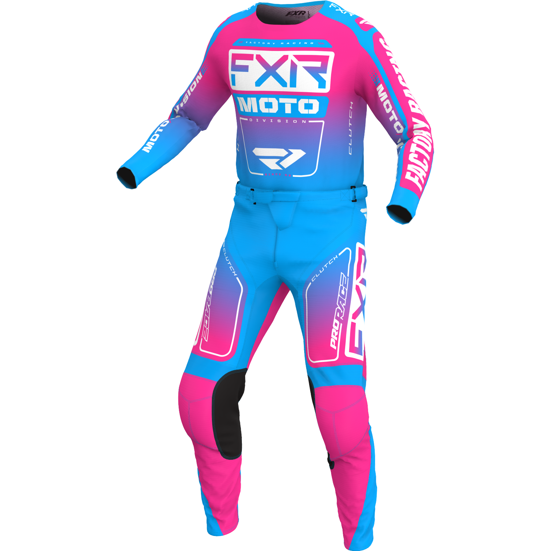 FXR Clutch KIDS 2024 MX Kit Combo Cyan E Pink
