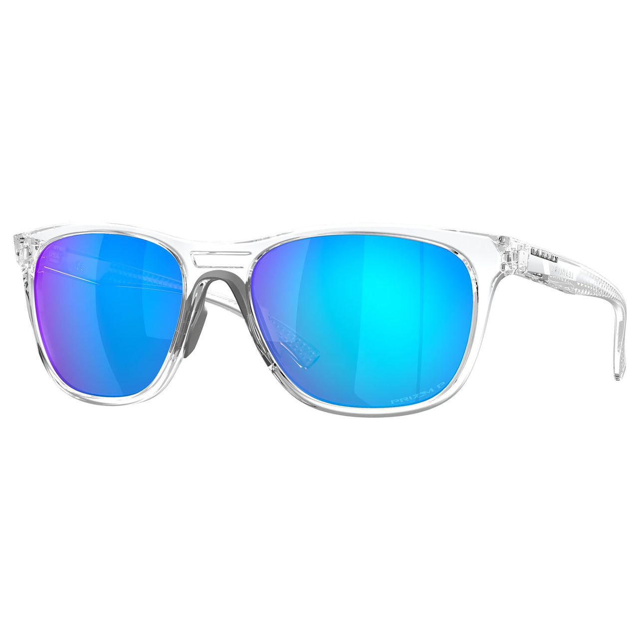 Oakley Leadline Sunglasses (Polished Clear) Prizm Sapphire Polarized Lens