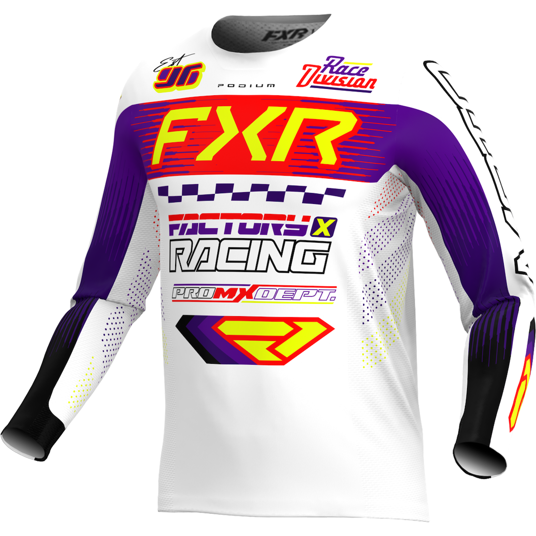 FXR Podium Gladiator MX Jersey 2026 White/Purple/Red