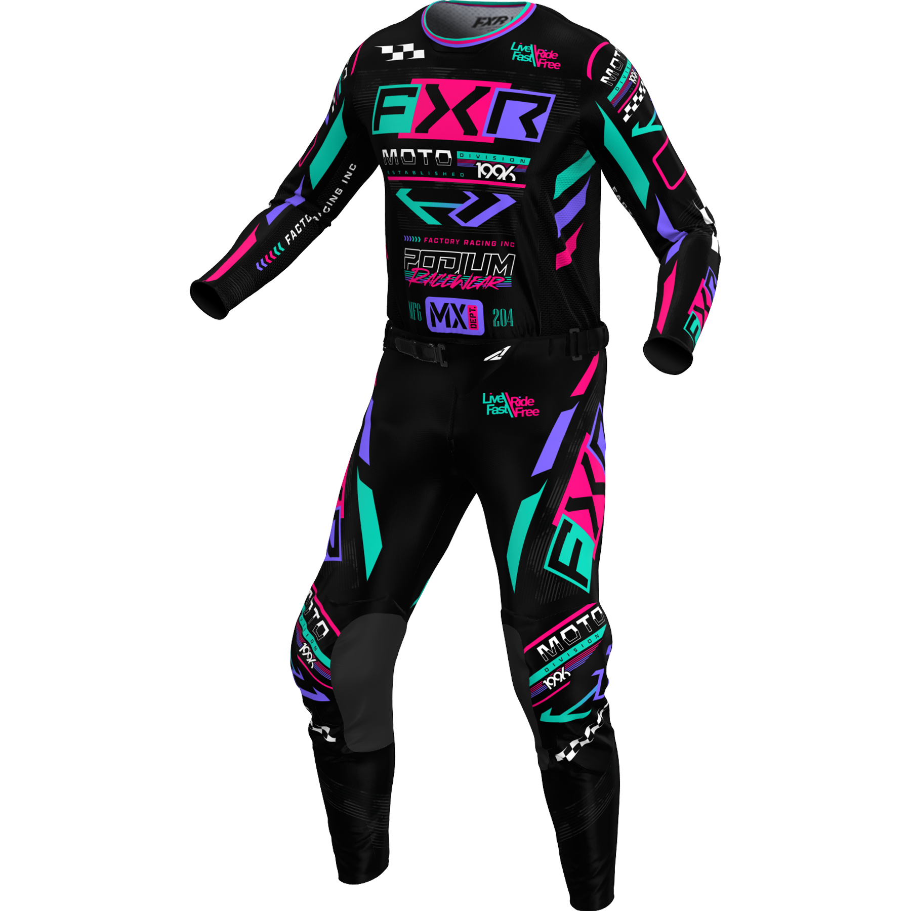 FXR Podium Gladiator 2025.5 MX Kit Combo Black/Coral/Mint
