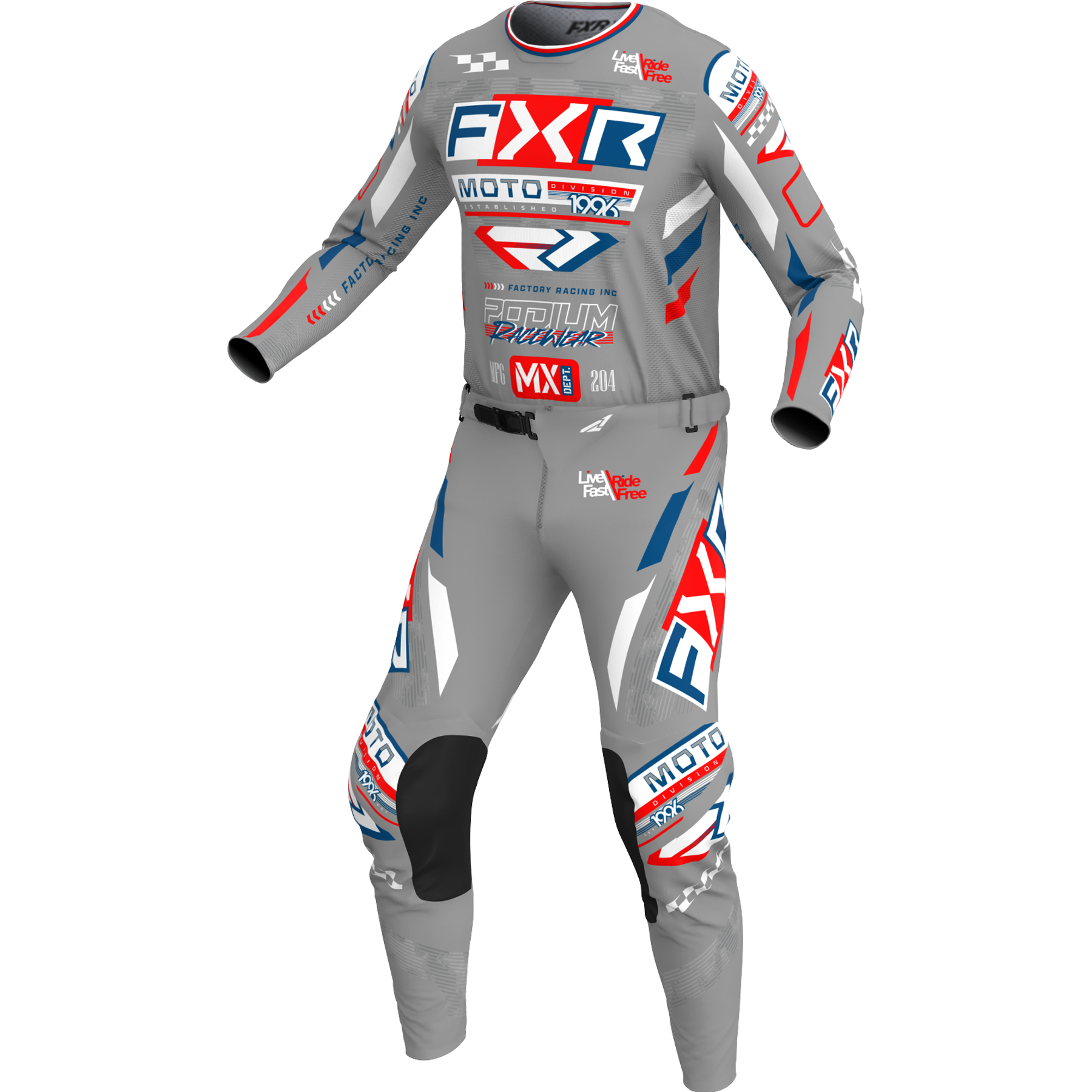 FXR Podium Gladiator 2025.5 MX Kit Combo Grey/White/Red
