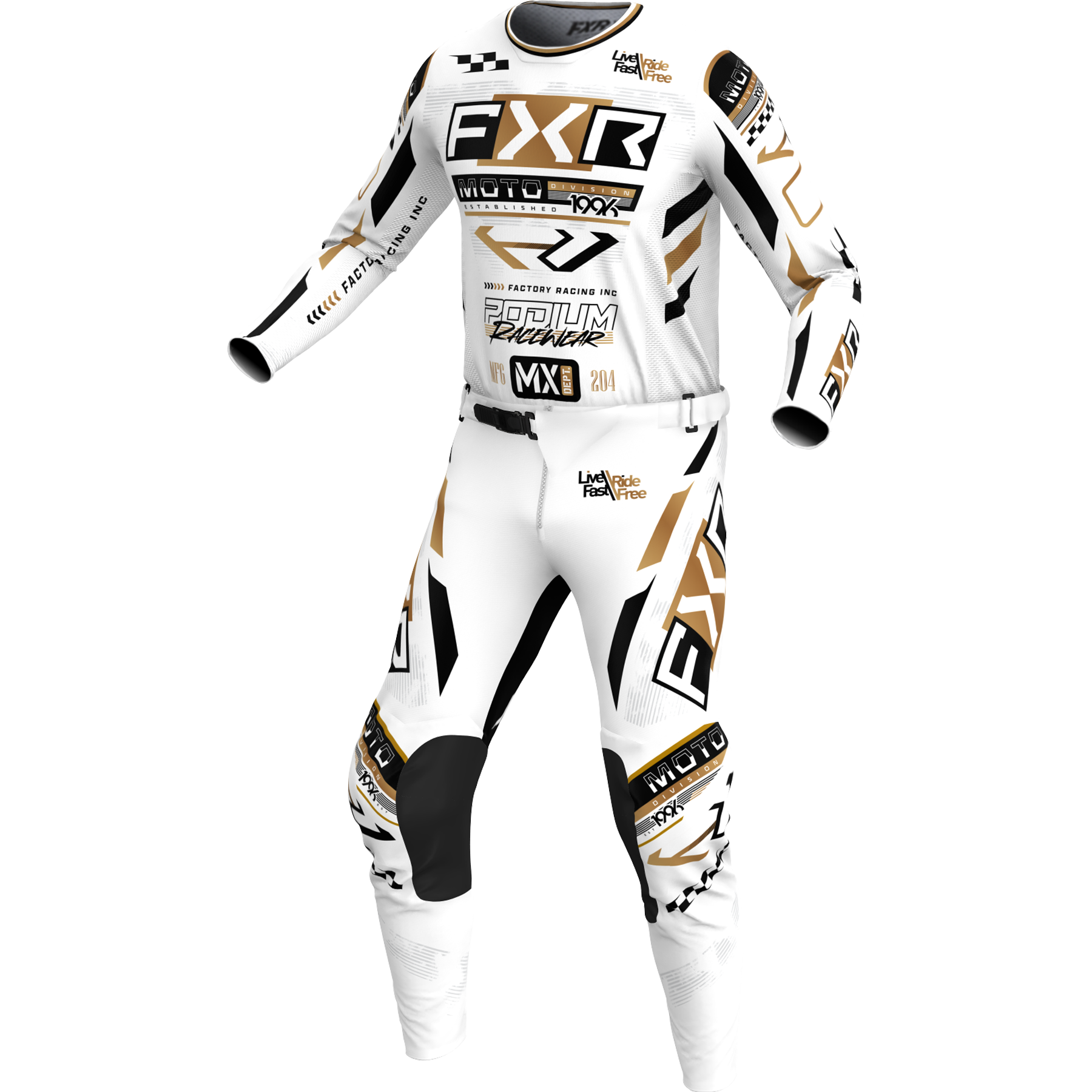 FXR YOUTH Podium Gladiator 2025.5 MX Kit Combo White/Black/Gold
