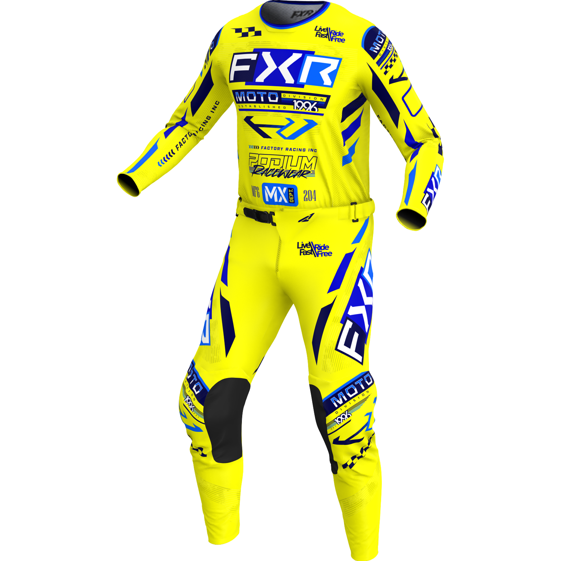 FXR Podium Gladiator 2025.5 MX Kit Combo Yellow/Navy/Blue