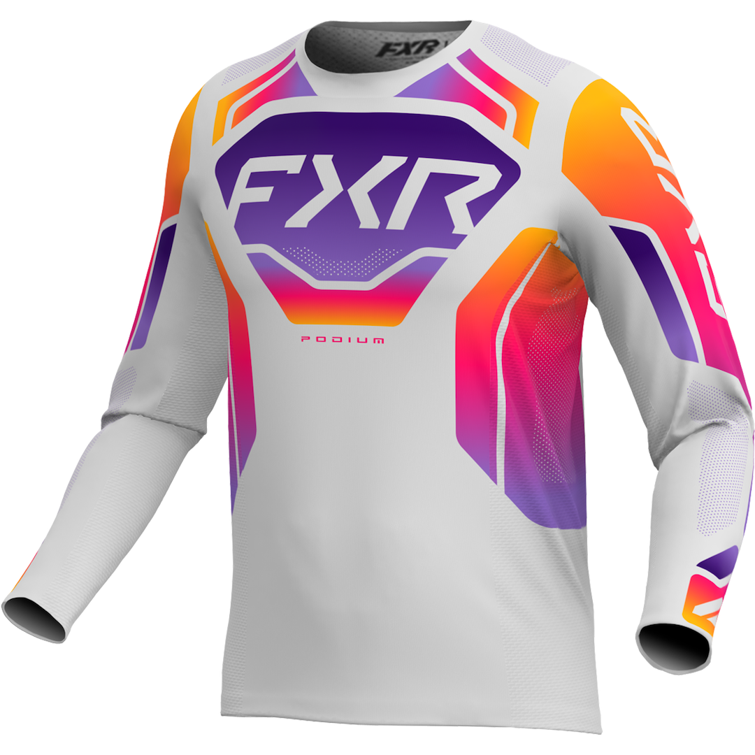 FXR Podium Relay MX Jersey 2026 Grey/Purple/Tang