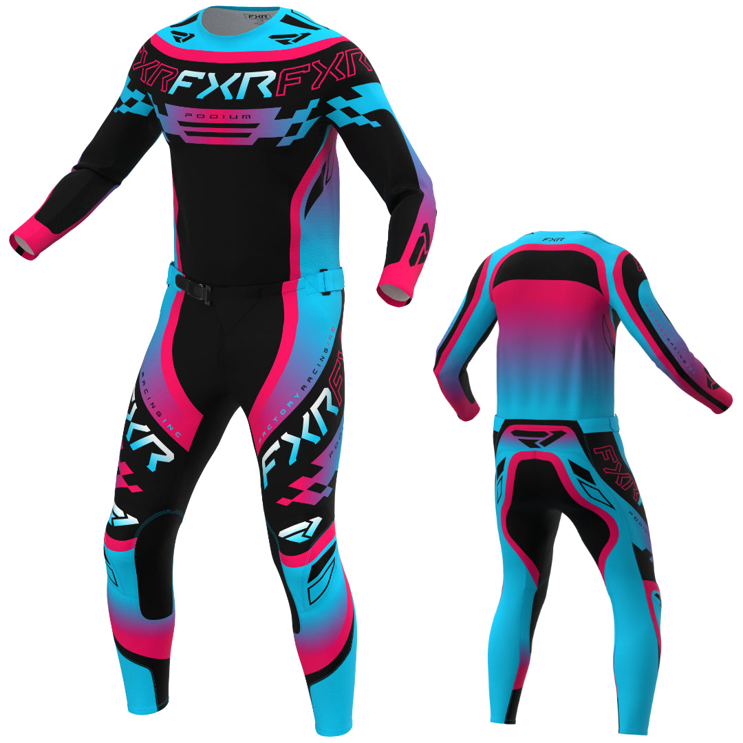 FXR Podium Swerve 2027 MX Kit Combo Black/Razz/Sky