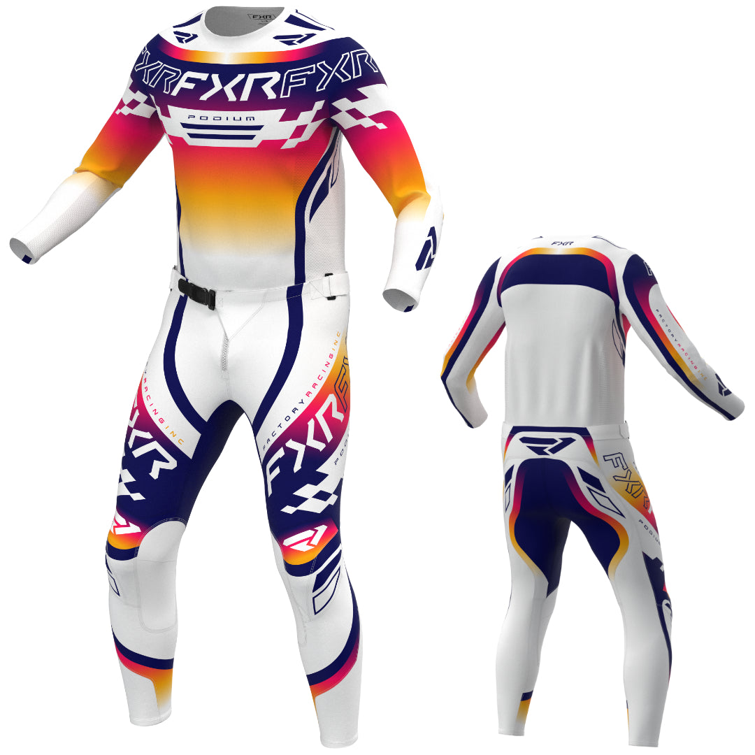FXR Podium Swerve 2027 MX Kit Combo White/Navy/Razz