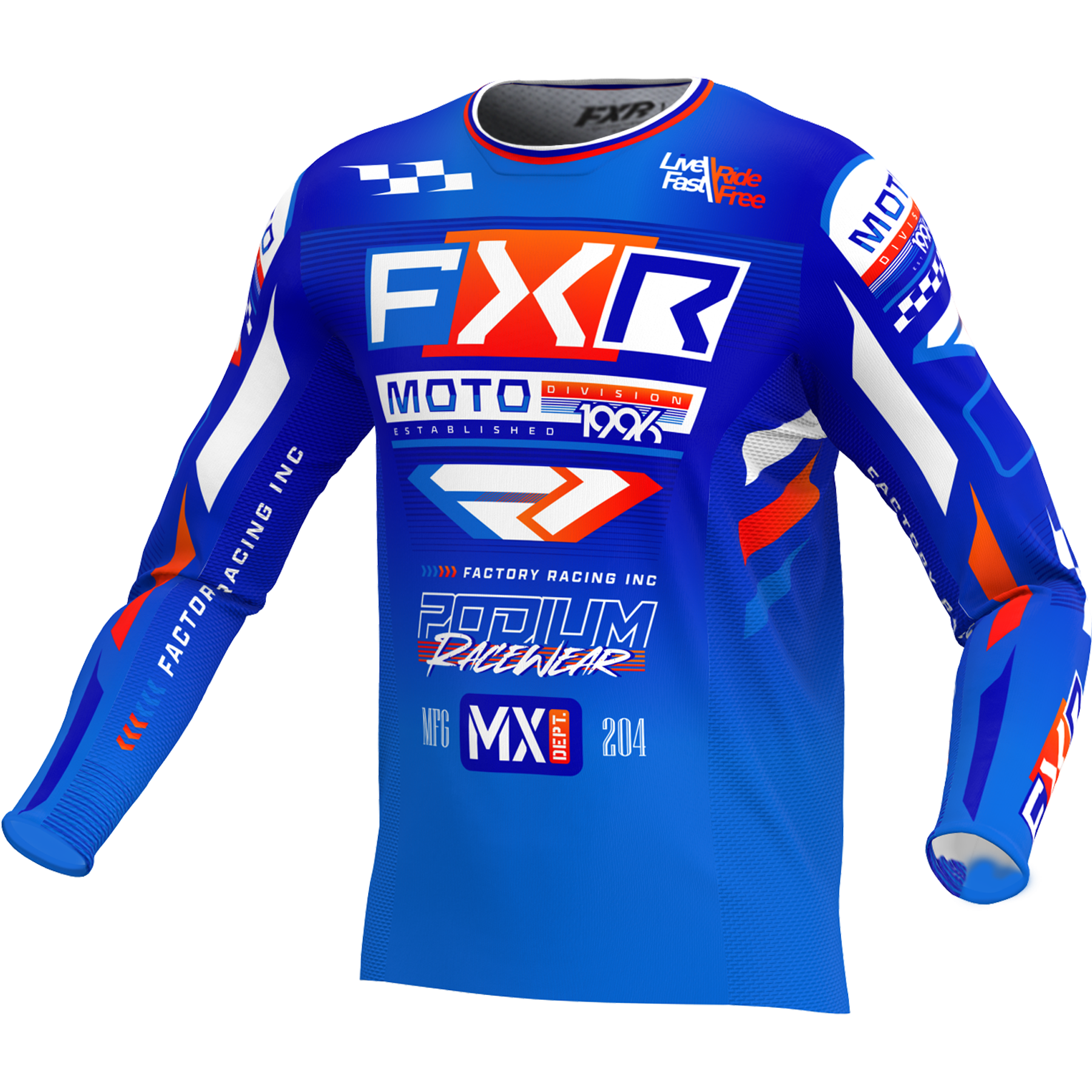 FXR Podium Gladiator MX Jersey 2025.5 Blue/White/Nuke Red