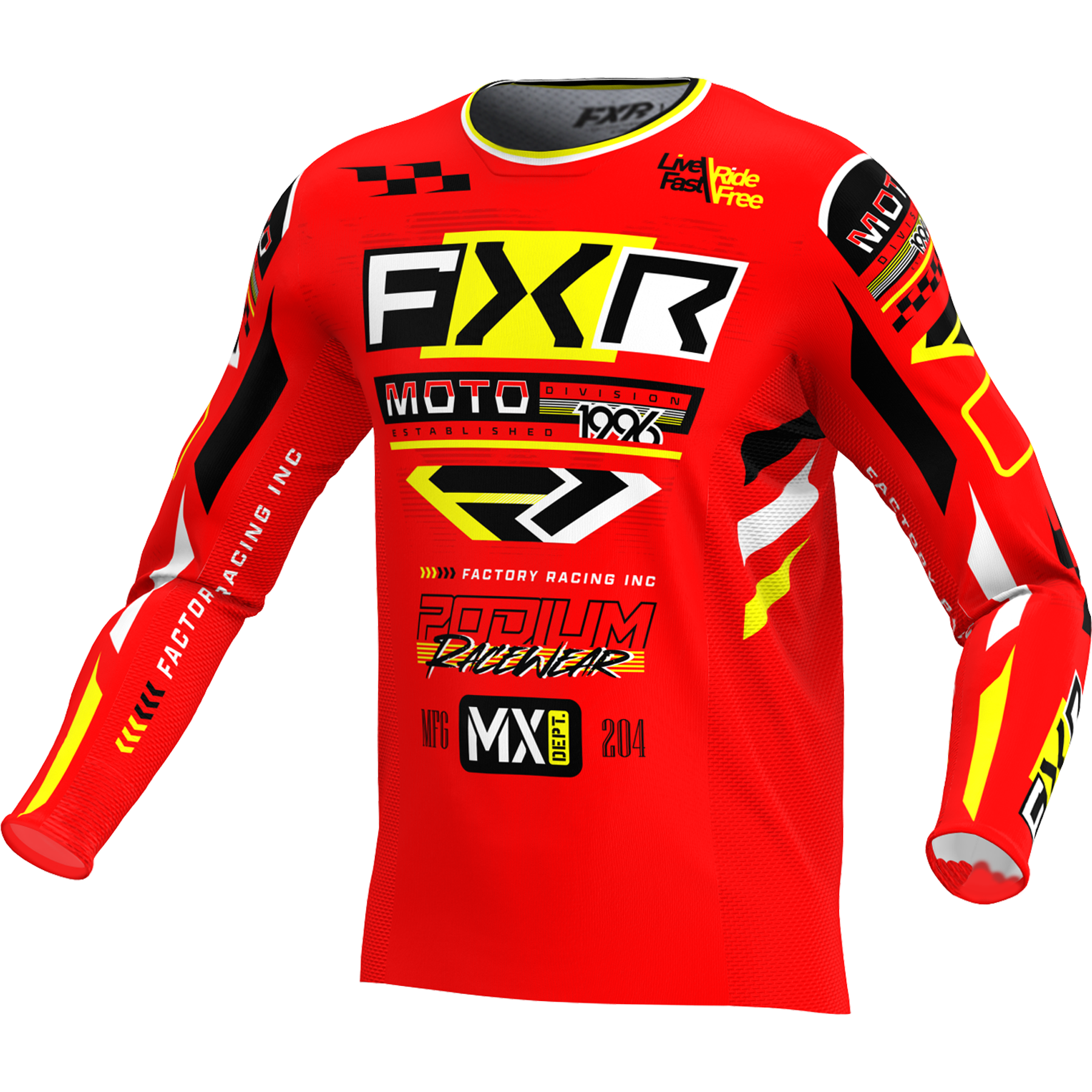 FXR Podium Gladiator MX Jersey 2025.5 Red/Black/Yellow