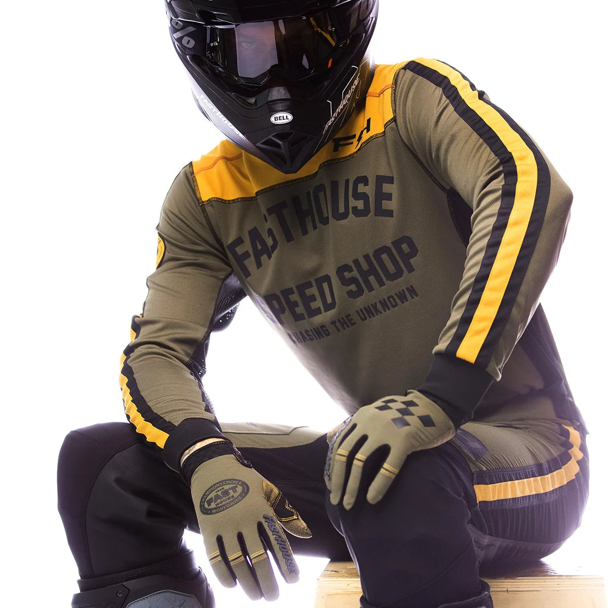 Fasthouse Sanguaro Petrol LS MX Jersey - Olive/Vintage Gold