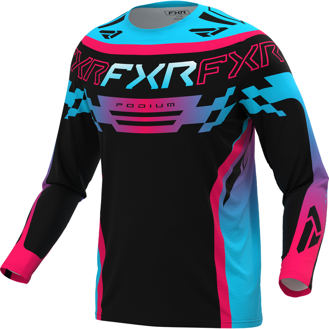 FXR YOUTH Podium MX Jersey 2027 Black/Razz/Sky