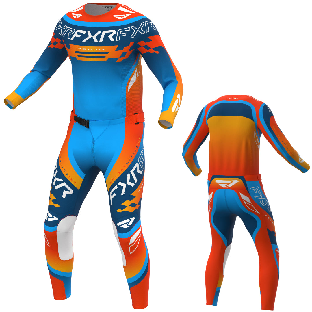 FXR YOUTH Podium Swerve 2027 MX Kit Combo Slate/Sky/Nuke