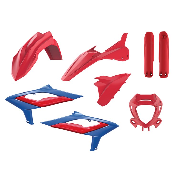 Polisport Plastic Kit BETA 125-480RR 2T+4T 23-24 Red/Blue Inc Fork Guards