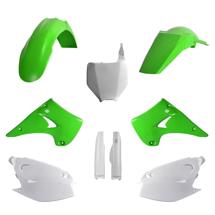Polisport Plastic Kit KAWASAKI KX 125-250 04-08 Green/White Inc Fork Guards