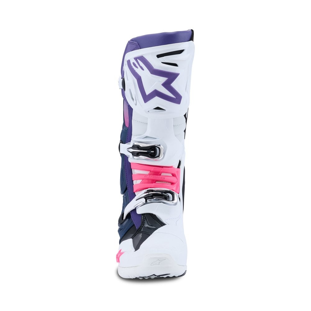 Alpinestars Tech 10 Motocross Boots White/Violet/Navy Blue/Pink Fluo